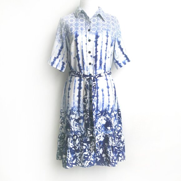 Peter Som for Design Nation Shibori & Tie Dye Belted Shirt Dress - Picture 2 of 16